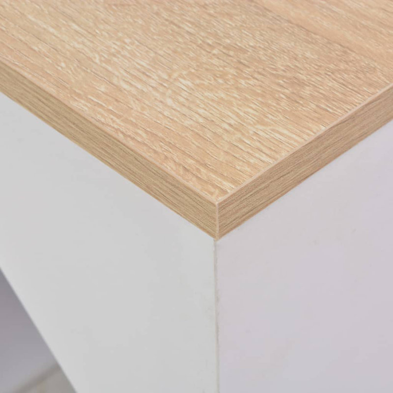 Dourdain Dining Table, White, Natural