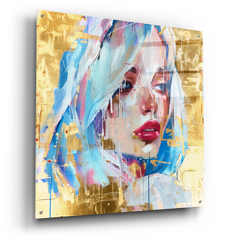  «Gilded Euphoria» par Svetlana Aleynikova, art mural en verre acrylique, 36 po x 36 po