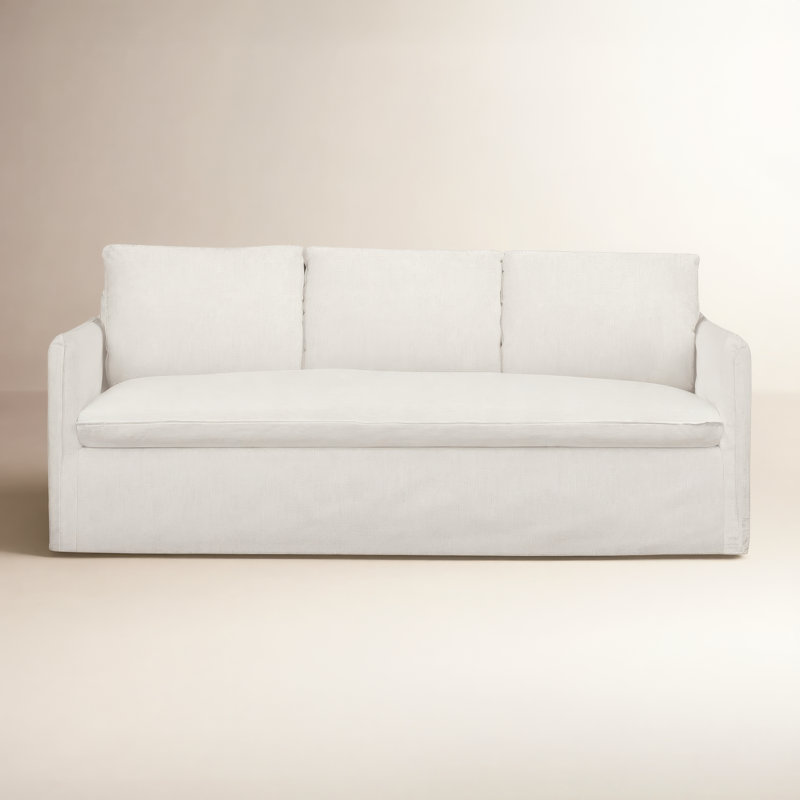 Bellatrix 83'' Slipcovered Sofa, Nomad Snow Crypton® Chenille