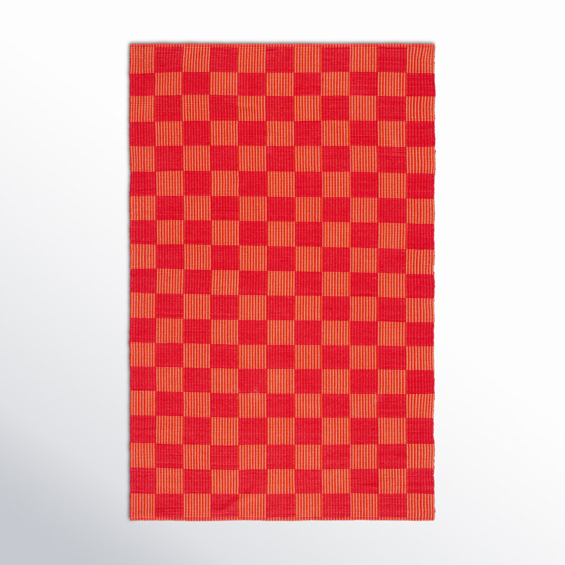Della Red/Rust Checkered Area Rug - 4.8 Star Rated