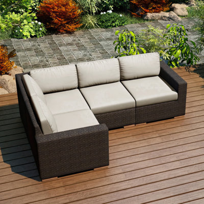 Buckholtz 94" Wide Outdoor Patio Sectional with Sunbrella Cushions by Wade Logan