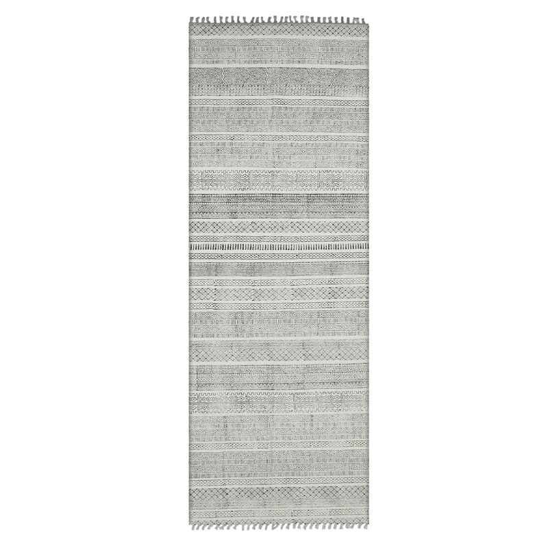 Dune Alliya Charcoal Flatweave Cotton Area Rug, Runner 2'6" x 8'