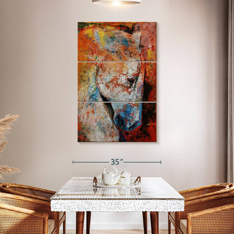 Brampt White Abstract Horse, 50" H x 32" W