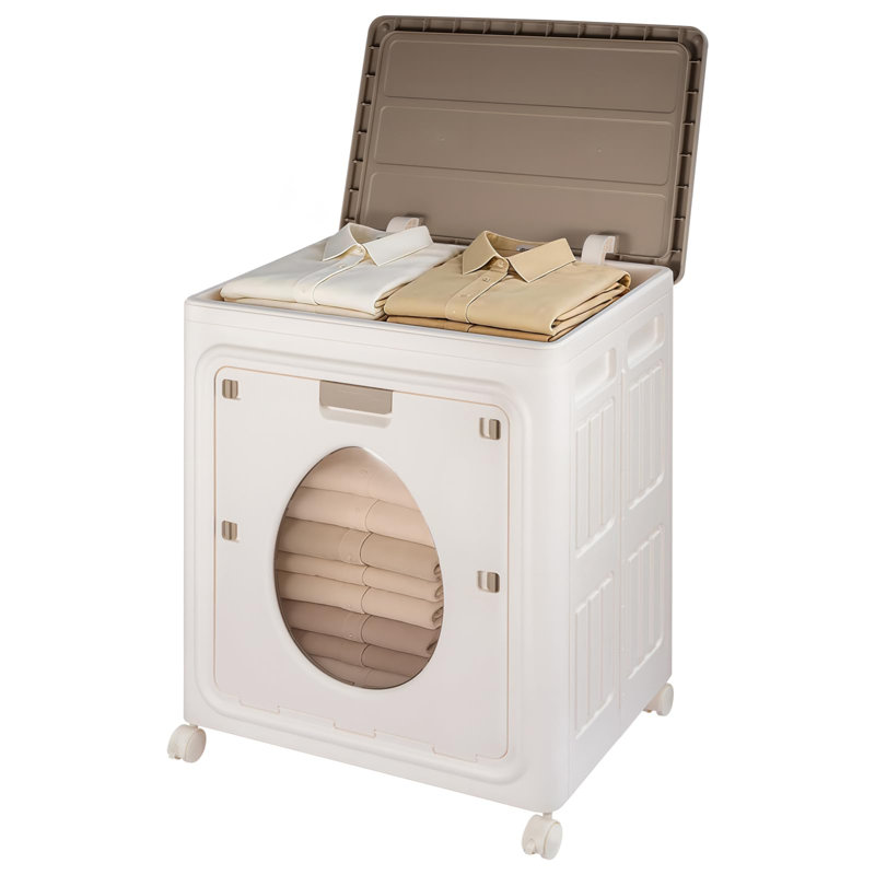Plastic Rolling Decorative Basket, White