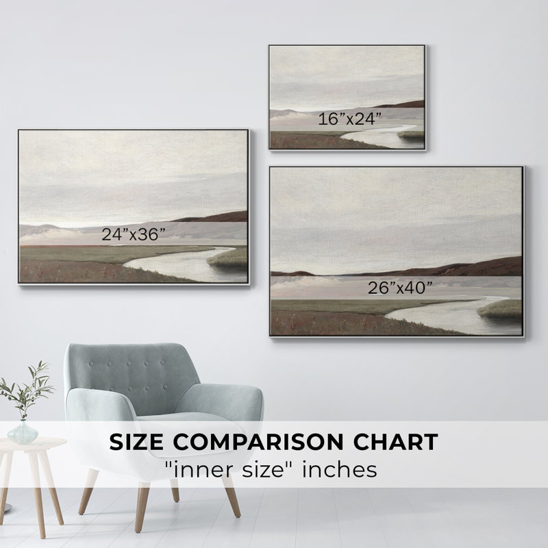 Paysage rétro - MLI, H 17 po x l 25 po x P 2 po, Toile encadrée flottée blanche