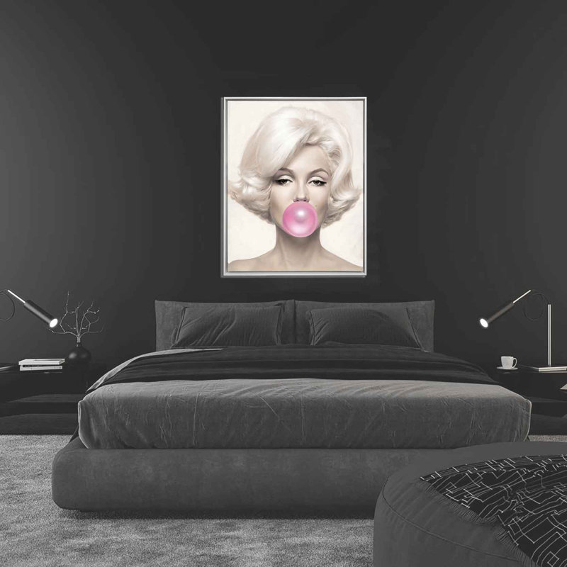 " Marilyn In Pink ", White Floater Framed