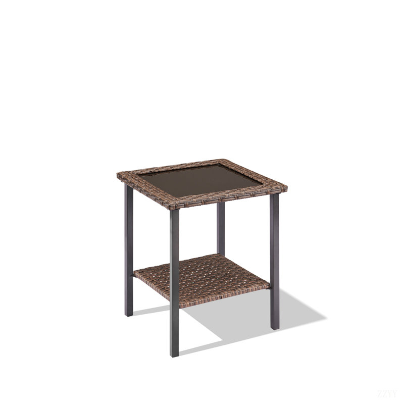 Outdoor Wicker Side Table,22X18x18 Inch All Weather Rattan Small Patio Table Square End Table For Pool Balcony Deck Porch Lawn Backyard