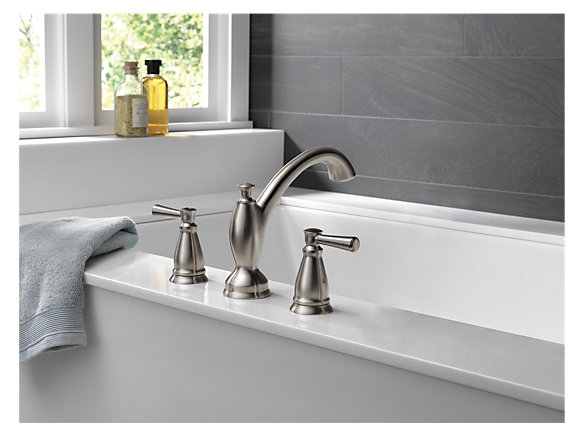 Garniture de robinet de baignoire romaine à deux poignées Linden ™, Acier inoxydable Brilliance