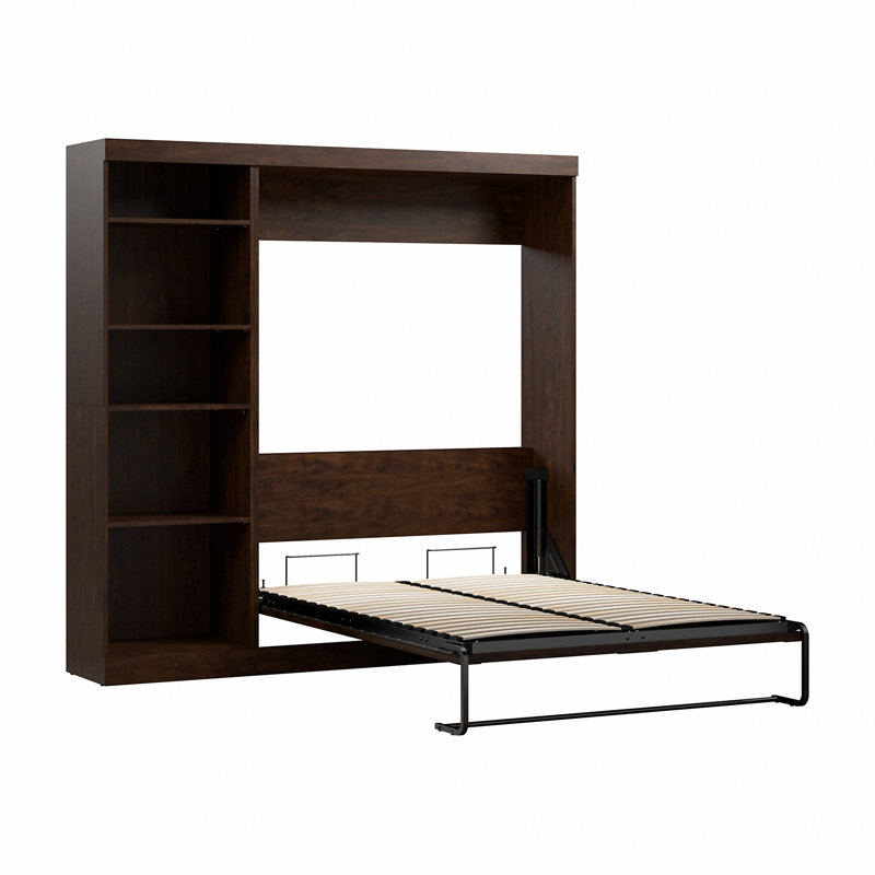 Arlex Storage Murphy Bed, Space-Saving Wall Bed for Multipurpose Room, Chocolate, Full