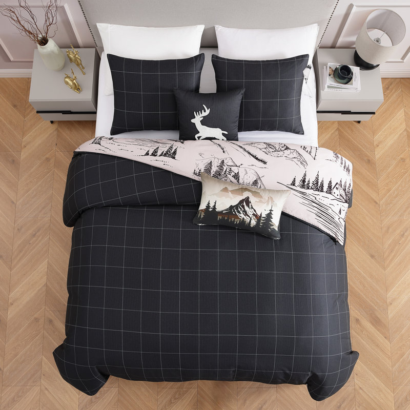 Ensemble d'édredon réversible 100% satin de coton 5 pièces Bebejan Rocky Mountains