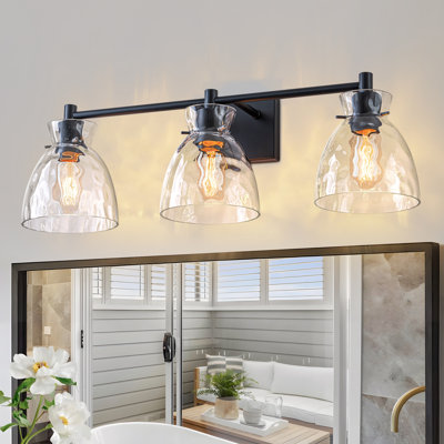 3-light Vanity Light With Hammered Glass Shades