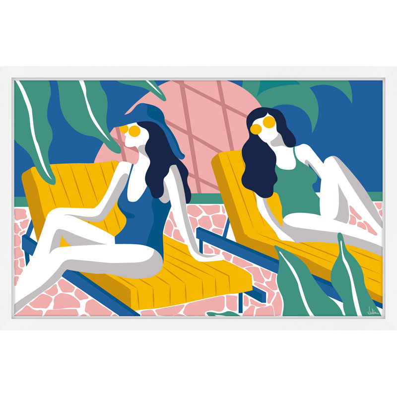 « filles on vacances », reproduction d’impression encadrée, H 12 po x l 18 po
