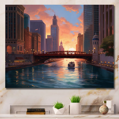 Chicago City Scene IV, reproduction d'art sur toile