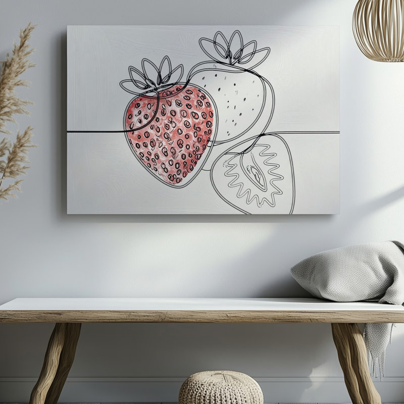 Art mural sur toile minimaliste avec une fraise minimaliste, H 9 po x l 12 po