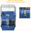 2 cages pour petits animaux - bleu, pour chinchillas, furets, cochons d'Inde, intérieur, avec plat de repas et bouteille d'eau, 2, fonds profonds, abri pour rampe, contenant, portes,