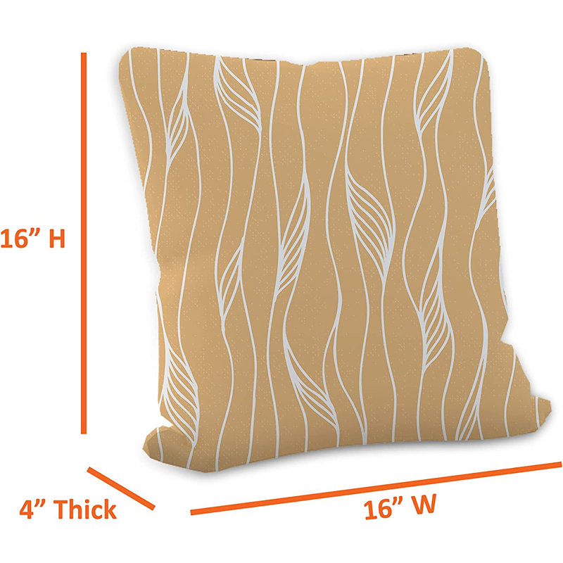 Indoor / Outdoor Damask Yellow Square Cushion Cover, 40.6cm x 40.6cm