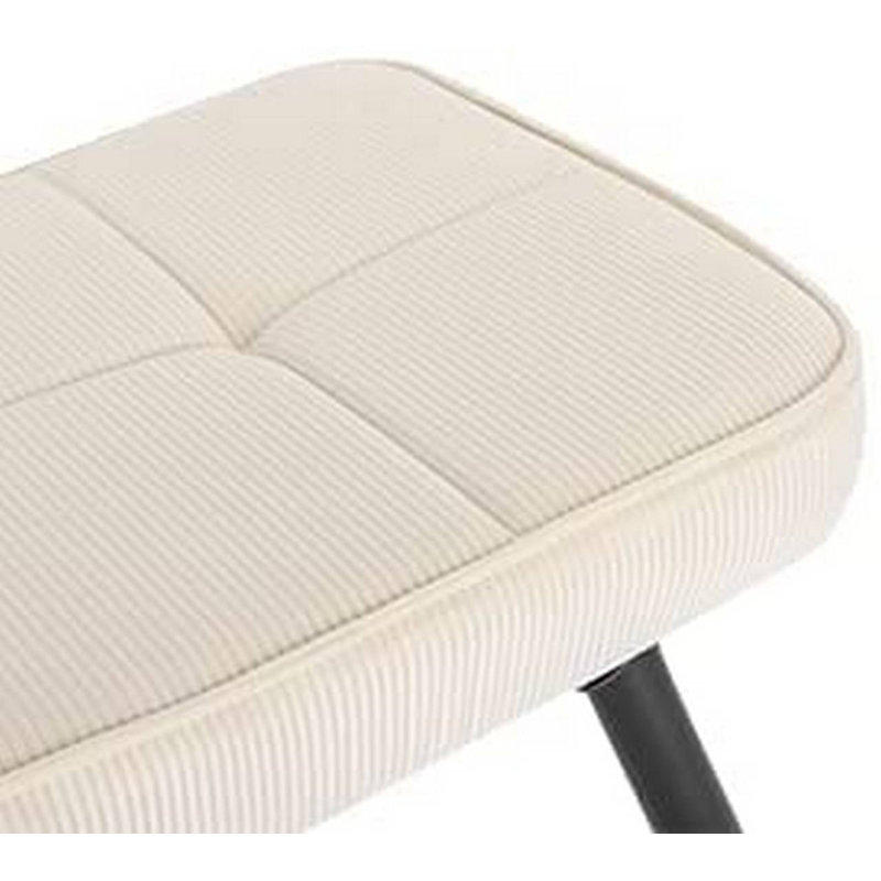 Nevin Velvet Accent Chair with Footstool, Cream White