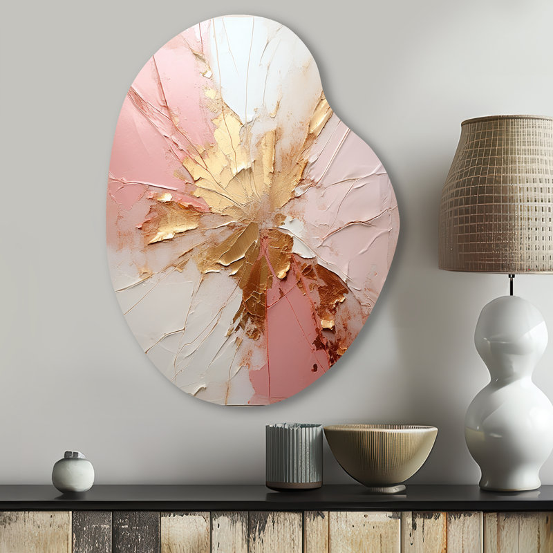 Driffield - peinture abstraite asymétrique sur métal, décoration murale beige, H 30 po x l 22 po