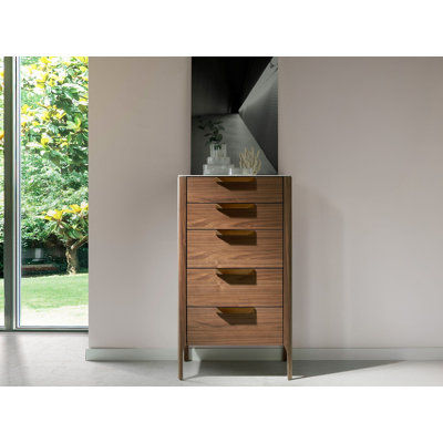 Walnut chiffonier with marble-look top