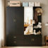 Armoire en bois 63,39 po de largeur, 5 portes, 2 tiroirs, 1 porte miroir, 1 tablette, 4 crochets