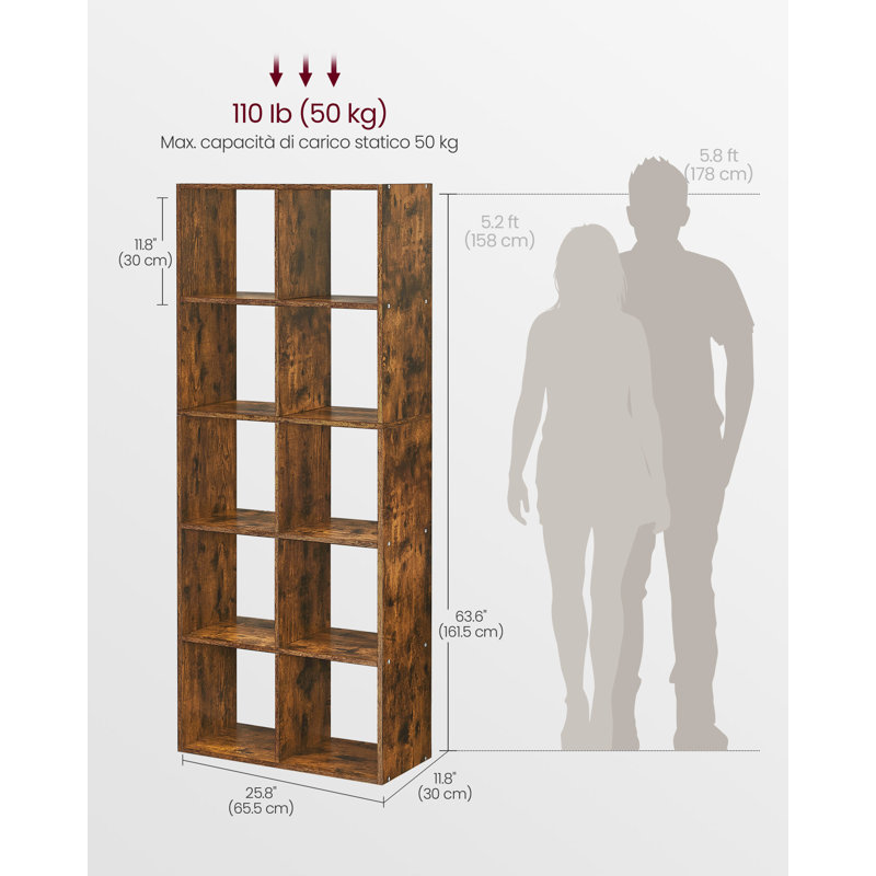 Annahbella 66cm W Manufactured Wood Shelving Unit, Rustic Brown
