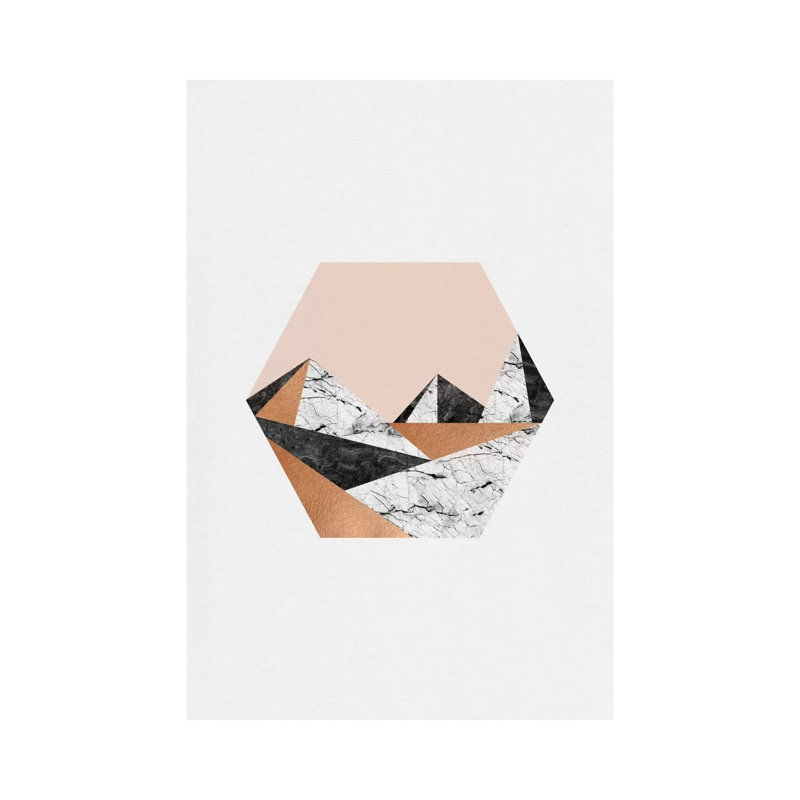 Geo Landscape Hexagon - Wrapped Canvas Painting, 45.72cm H x 30.48cm W x 1.91cm D