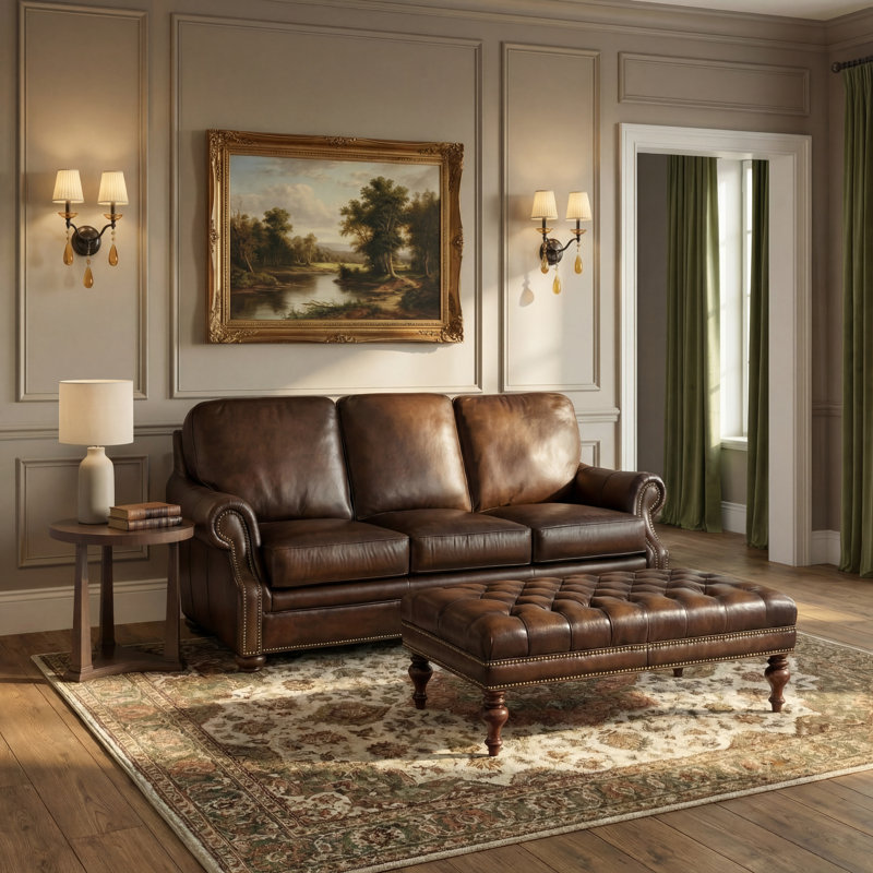 CO Leather Ottoman