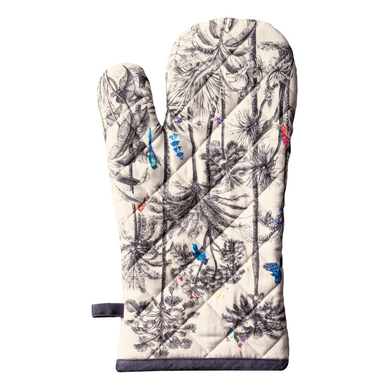 Gants de cuisine 100% coton Maison d'Hermine 7 po x 13 po avec gants de cuisson résistants à la chaleur pour barbecue pour les décorations de Noël Poêlées (ensemble de 1, Amazonia)