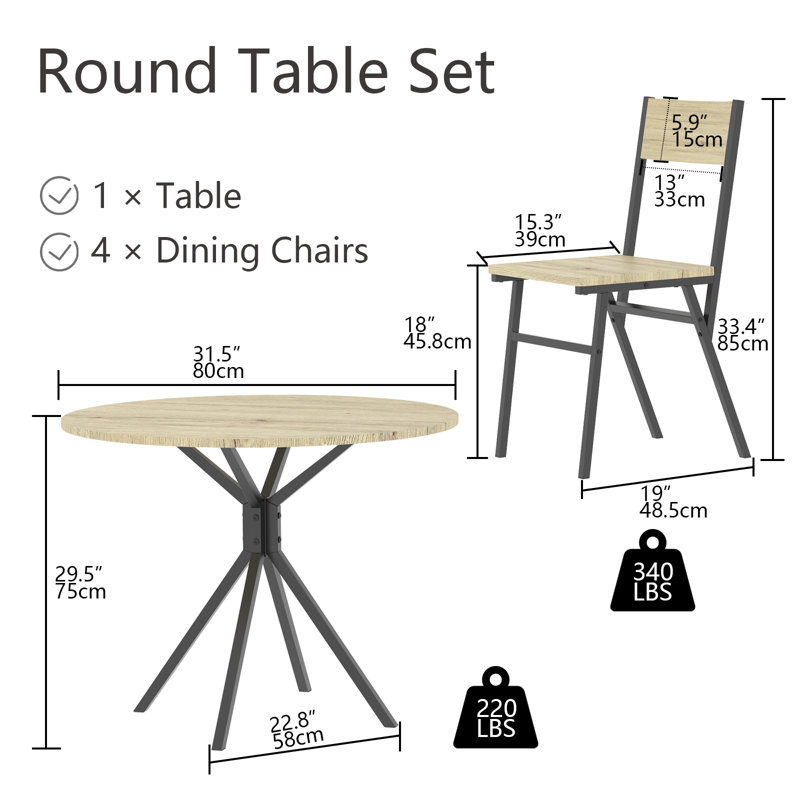 Chetopa 4 - Person Four Leg Dining Set