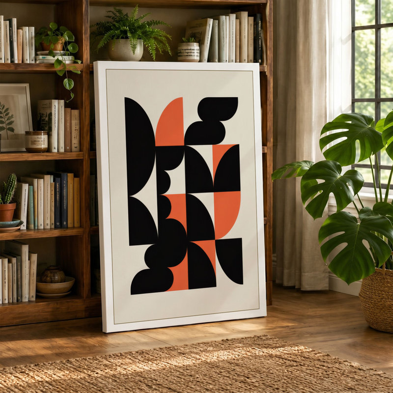 Curved Geometry Geometric 1 Piece Wrapped Canvas Wall Art, 30x20 - 76.2 x 50.8 cm, Sage Border