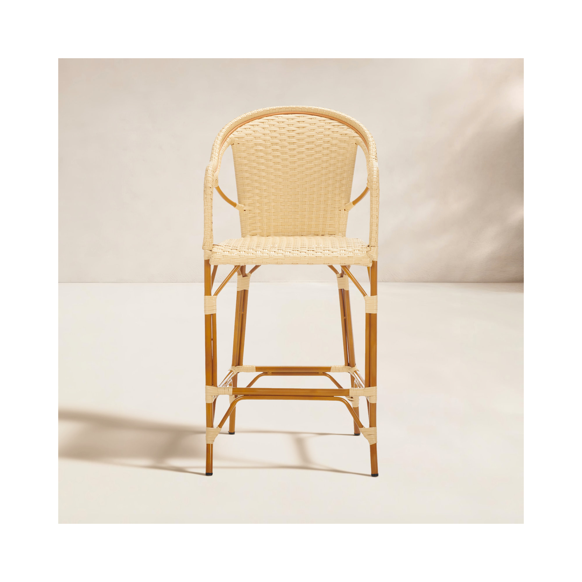Popplewell 46.5'' Aluminum Outdoor Bar Stool, Natural