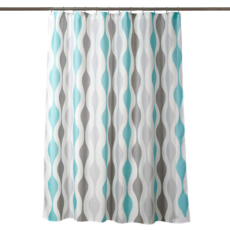 Rideau de douche Lush Decor Mid Century Geo, Bleu/gris