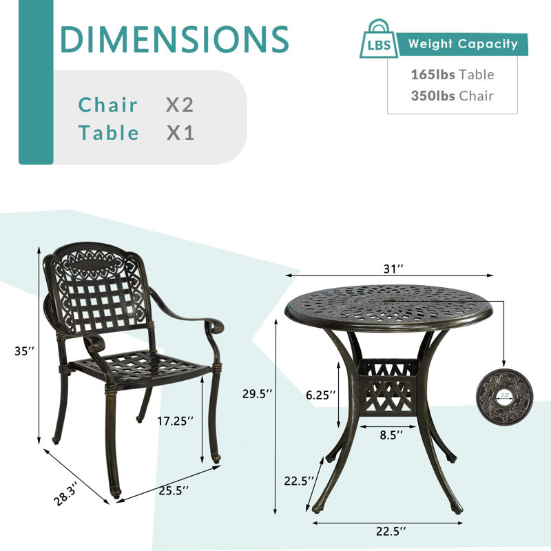 2 - Person Patio Dining Set with Round Table