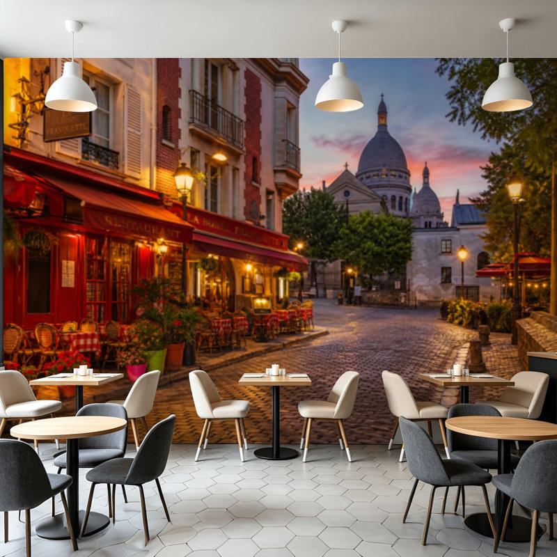 Papier peint adhésif autocollant et amovible Montmartre Paris France, 99.6" L  x 144" W