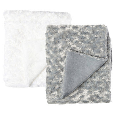 2 Pack Curly Plush Baby Blankets