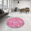 Tapis floral en laine rose clair-1961542524
