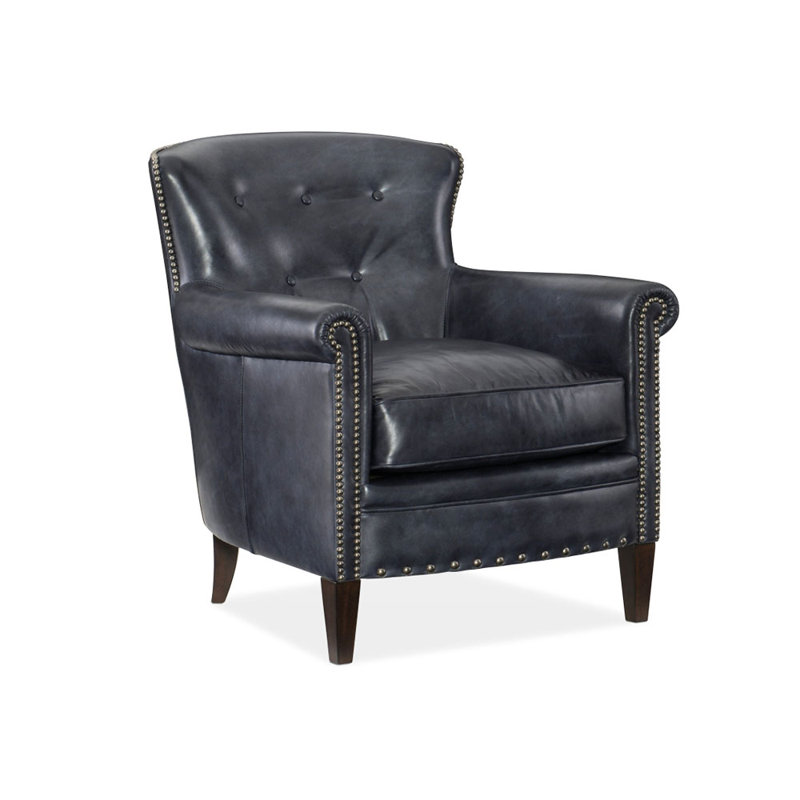 Fauteuil inclinable en similicuir Englbert, Similicuir noir et bleu