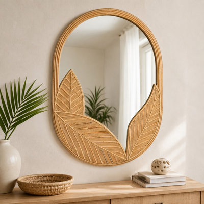 Bamboo Oval Mirror