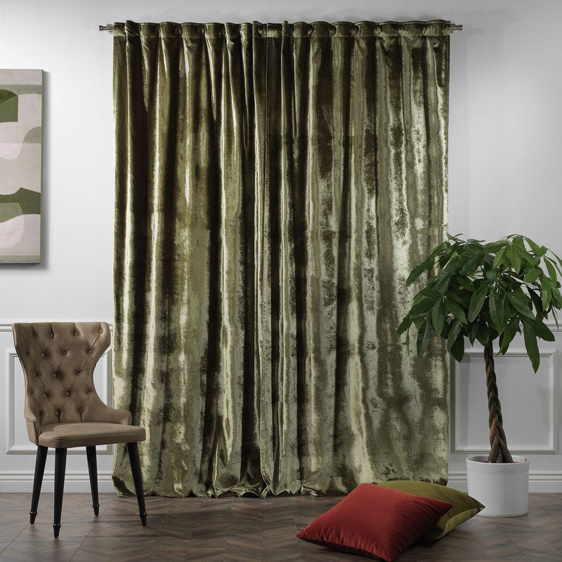 Room Darkening Single Curtain Panel, Light Green, 260cm Width x 265cm Drop