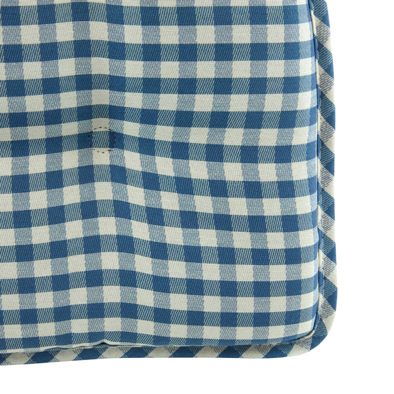 Non-Slip Gingham Dining Room And Kitchen Seat Cushions, 16 X 15 X 2 Inches, Set of 2, Gingham Blue