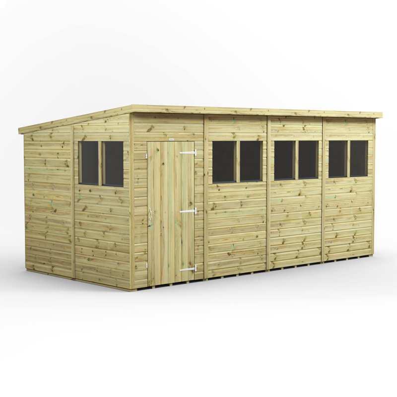 Powersheds 16 x 8ft Premium Pressure Treated Timber Pent Garden Shed