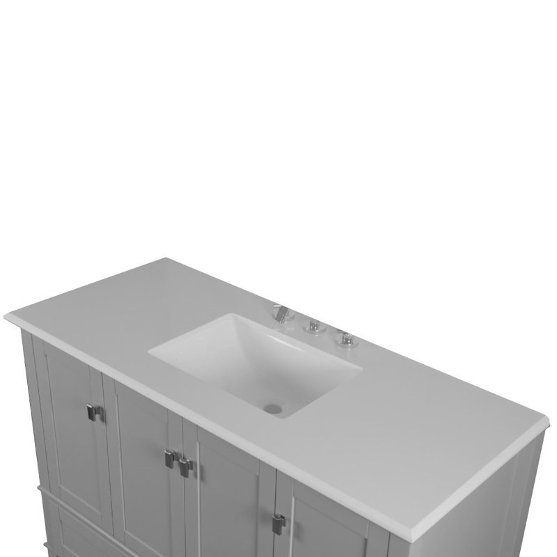 Meuble-lavabo simple 49 po avec comptoir en quartz, Gris clair