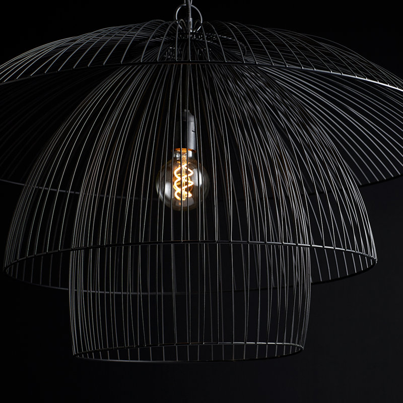 Modern Matte Black Iron Pendant Light - 31.75" Wide