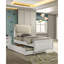 Lit gigogne 1 lit à panneau gaufré à DEL contemporain blanc perle Contemporary Glam non inclus.-2130015404