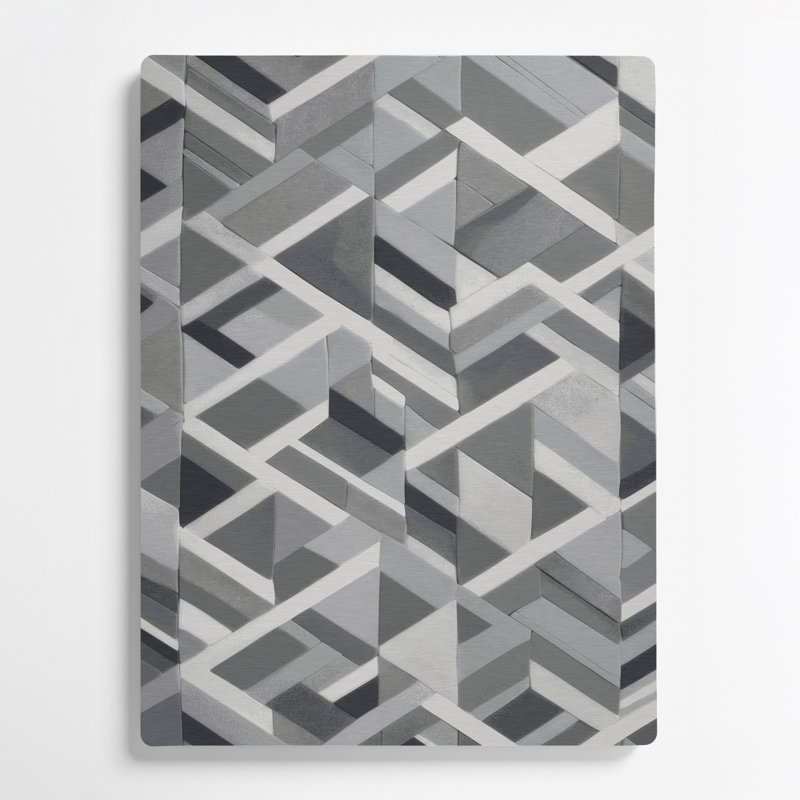 Abstrait formes 64, art mural gris en métal, H 20 po x l 24 po