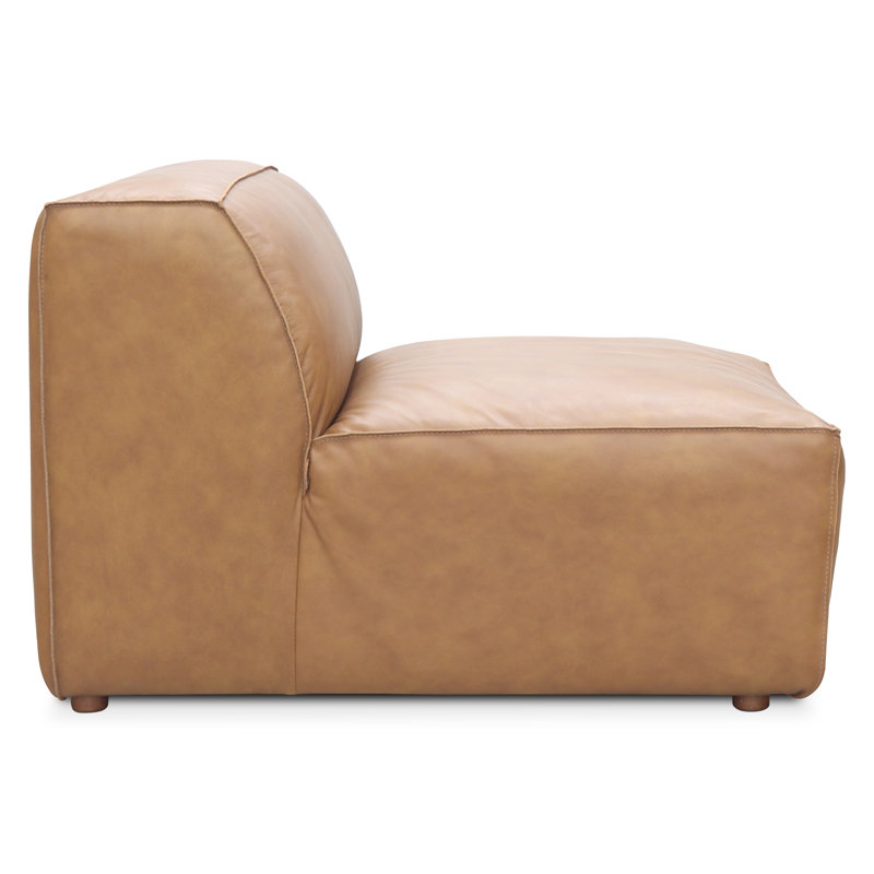 Foley Genuine Leather Slipper Chair, Tan Top Grain Leather