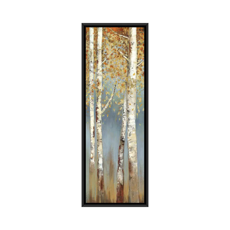 Butterscotch Birch Trees I Black Framed Canvas Art, 48" x 16"