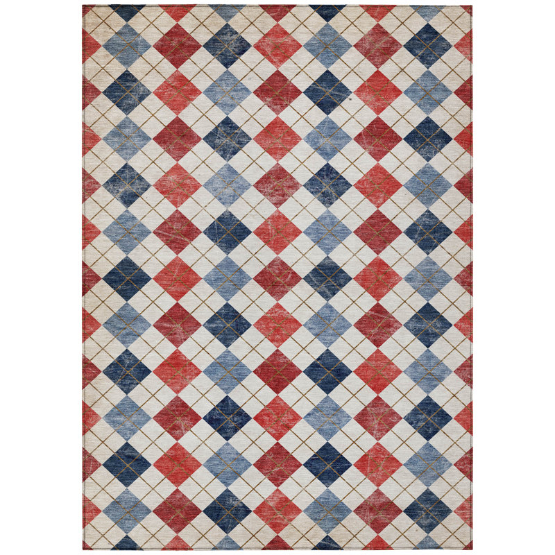 Machine Washable Indoor/Outdoor Gursevak ACN2237 Geometric Rug, Rectangle 10' x 14'