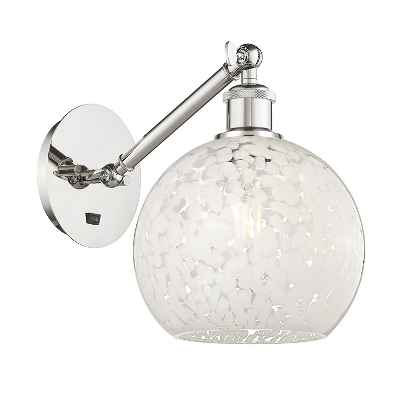 Applique murale 1 lumière Ballston White Mouchette, Nickel poli, H 10 po x l 8 po x P 13 po