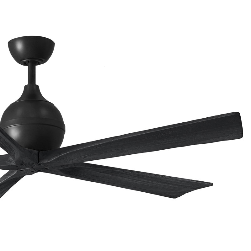 52" Irene 5-Blade Ceiling Fan with Wall Remote, Matte Black, Matte Black, 60"